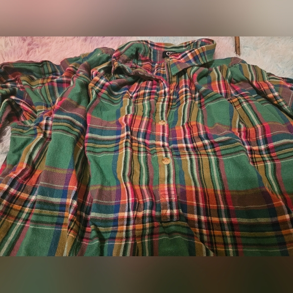 Chaps Denim Red/Green Plaid Shirt - Picture 2 of 4